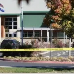 Police vehicles outside Silver Rail Elementary School in Bend, Oregon